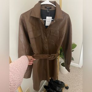 Forever 21 leather belted dress